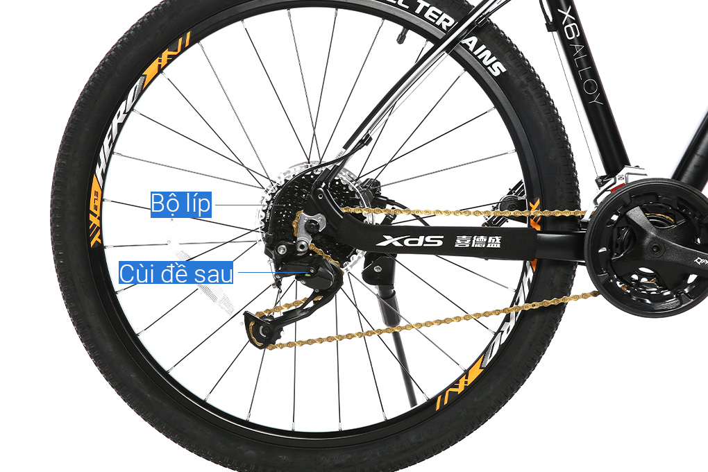Xe Đạp Địa Hình MTB XDS Hero 380 27.5 inch Size M Màu Đen - Cam