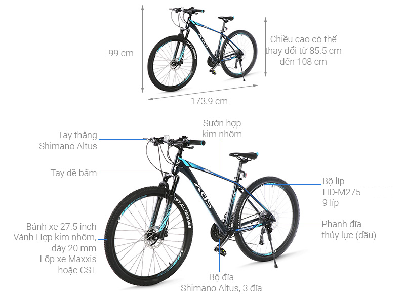 Xe Đạp Địa Hình MTB XDS Sunrising 800 Plus 27.5 inch Size M