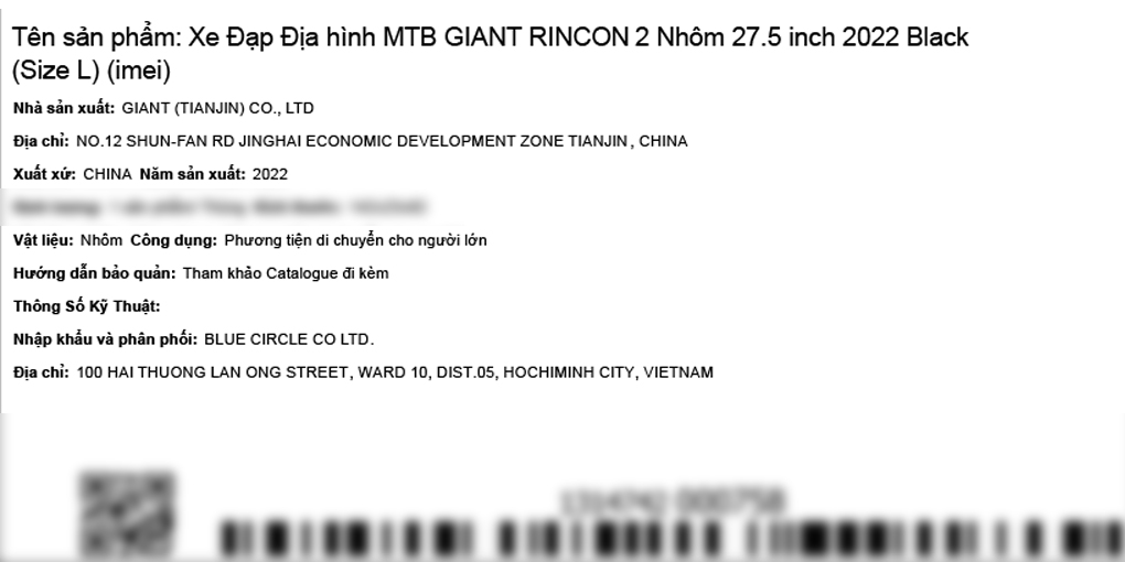 Xe đạp địa hình MTB Giant Rincon 2 (2022) 27.5 inch Size L