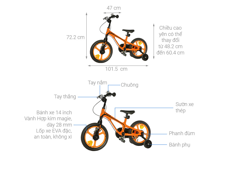 Xe Đạp Trẻ Em Chipmunk CM14-5P 14 inch