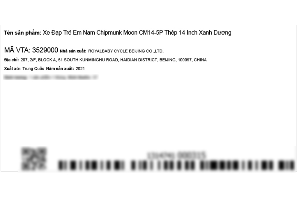 Xe Đạp Trẻ Em Chipmunk CM14-5P 14 inch Màu Xanh Dương
