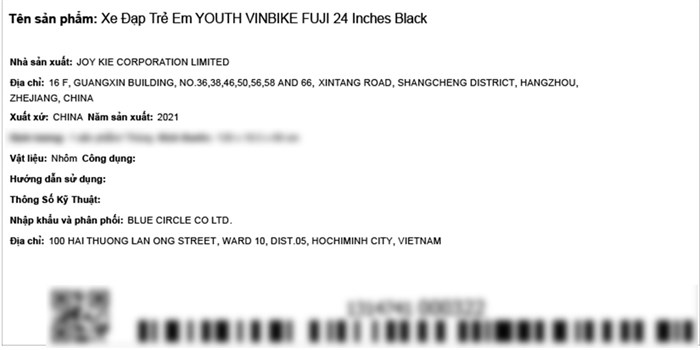 Xe Đạp Trẻ Em Vinbike Youth Fuji 24 inch Màu Đen