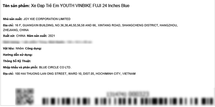 Xe Đạp Trẻ Em Vinbike Youth Fuji 24 inch Màu Xanh Dương