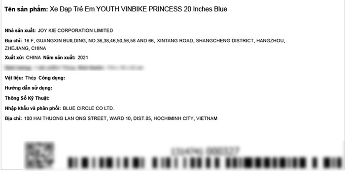 Xe Đạp Trẻ Em Vinbike Youth Princess 20 inch Màu Xanh Dương
