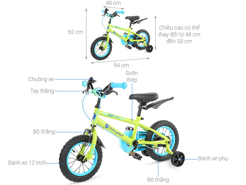 Xe Đạp Trẻ Em AVACycle Happy Fish JY902-12 12 inch