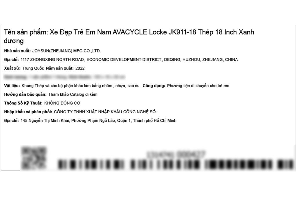 Xe Đạp Trẻ Em AVACycle Locke JK911-18 18 inch Màu Xanh Dương