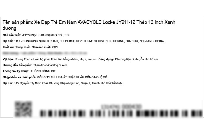 Xe Đạp Trẻ Em AVACycle Locke JY911-12 12 inch Màu Xanh Dương
