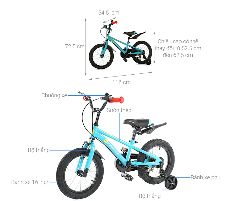 Xe Đạp Trẻ Em AVACycle Locke JY911-16 16 inch