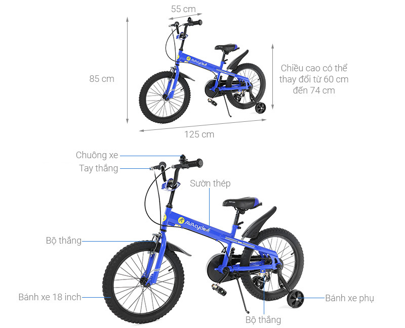 Xe Đạp Trẻ Em AVACycle Prince JK903-18 18 inch