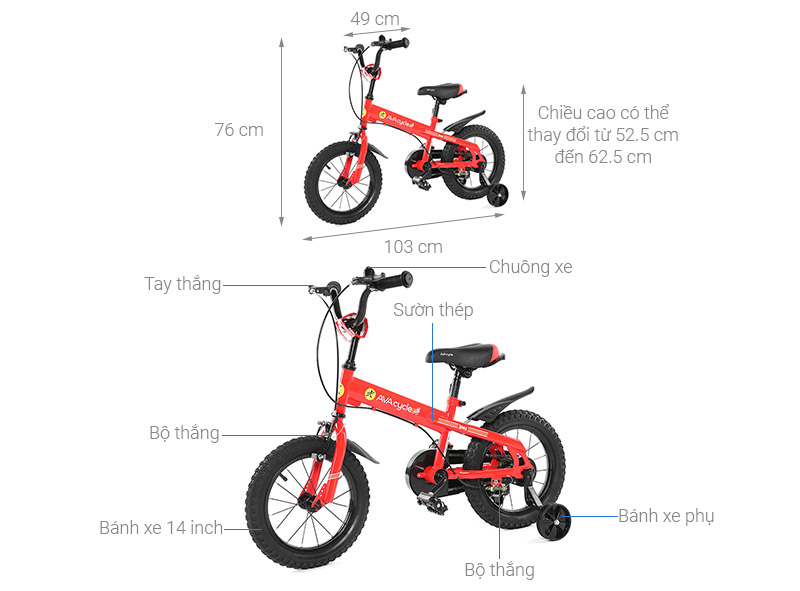Xe Đạp Trẻ Em AVACycle Prince JY903-14 14 inch