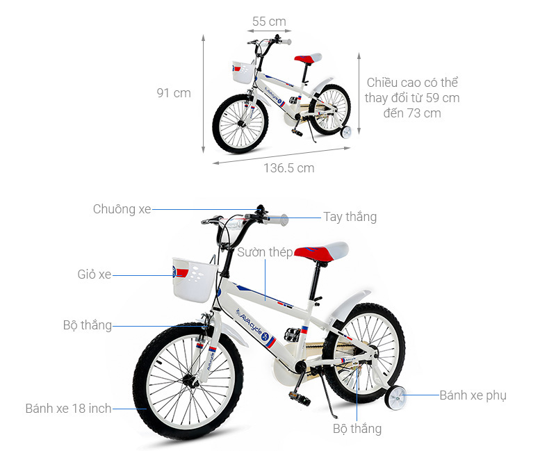 Xe Đạp Trẻ Em AVACycle Yellow JK907-18 18 inch