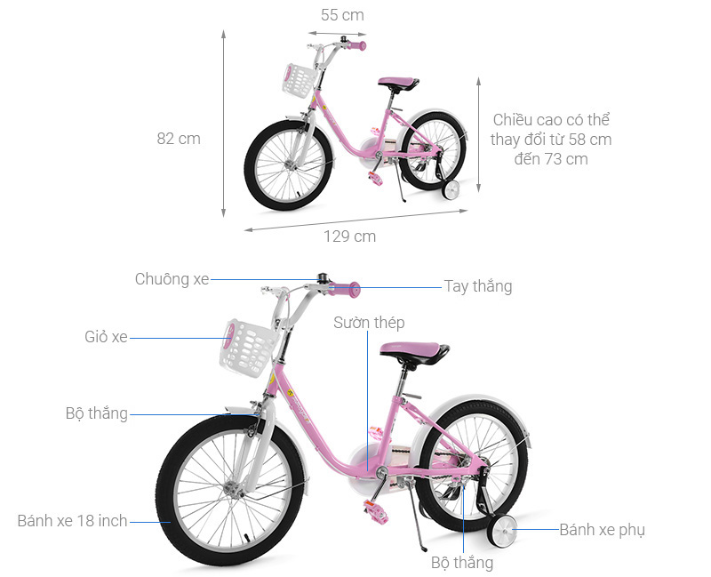 Xe Đạp Trẻ Em AVACycle Basket Bird JK904-18 18 inch