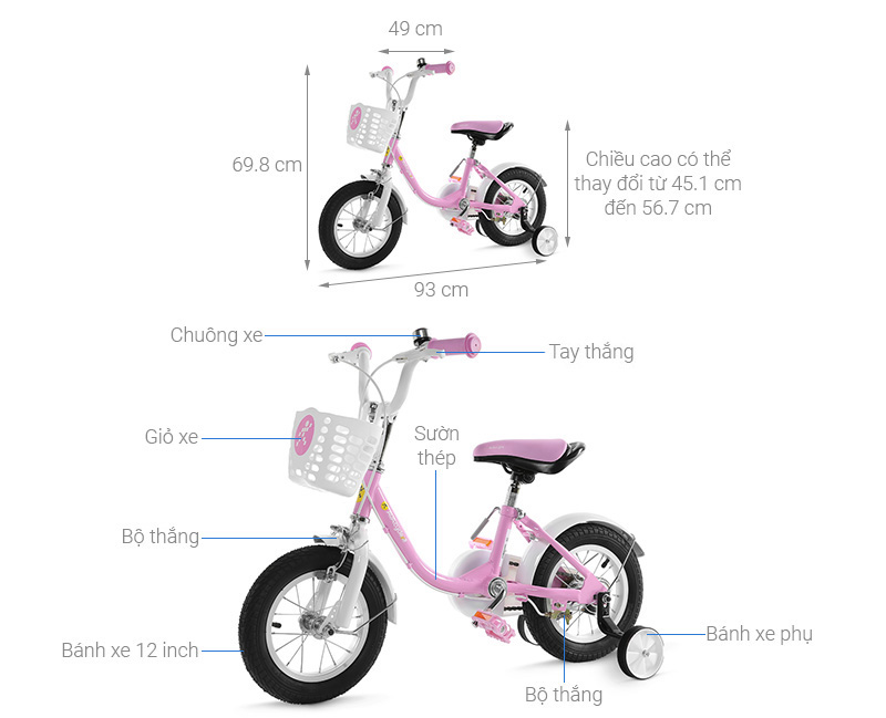 Xe Đạp Trẻ Em AVACycle Basket Bird JY904-12 12 inch