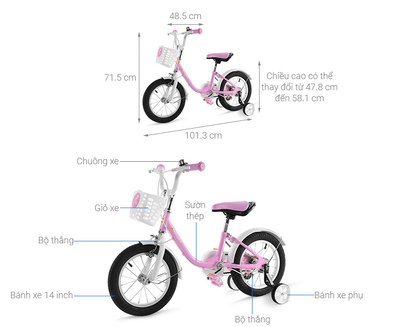 Xe Đạp Trẻ Em AVACycle Basket Bird JY904-14 14 inch