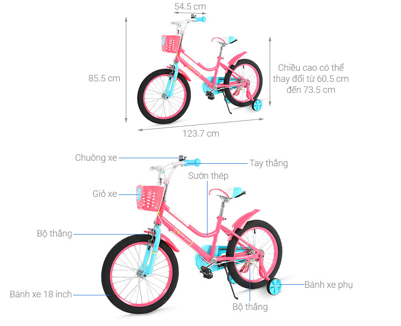 Xe Đạp Trẻ Em AVACycle British Princess JK904-18 18 inch