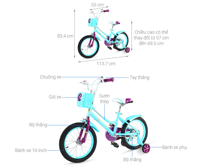 Xe Đạp Trẻ Em AVACycle British Princess JY904-16 16 inch