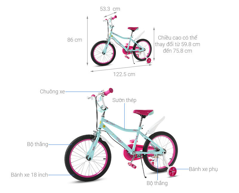 Xe Đạp Trẻ Em AVACycle Paris JK905-18 18 inch
