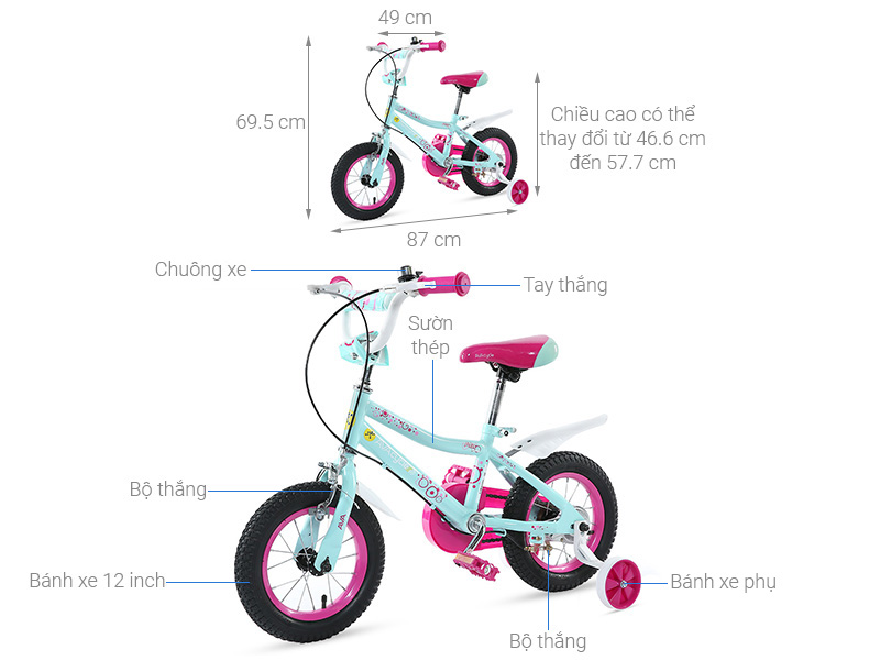 Xe Đạp Trẻ Em AVACycle Paris JY905-12 12 inch