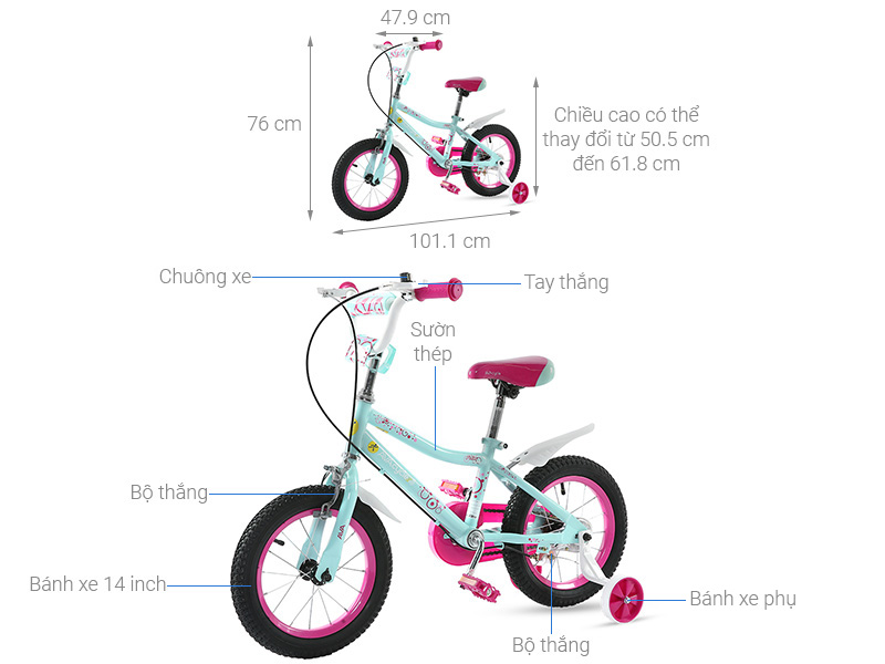 Xe Đạp Trẻ Em AVACycle Paris JY905-14 14 inch