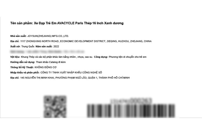 Xe Đạp Trẻ Em AVACycle Paris JY905-16 16 inch Màu Xanh Dương