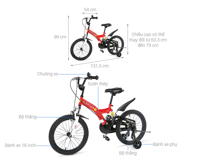 Xe Đạp Trẻ Em AVACycle Feixia JK912-18 18 inch