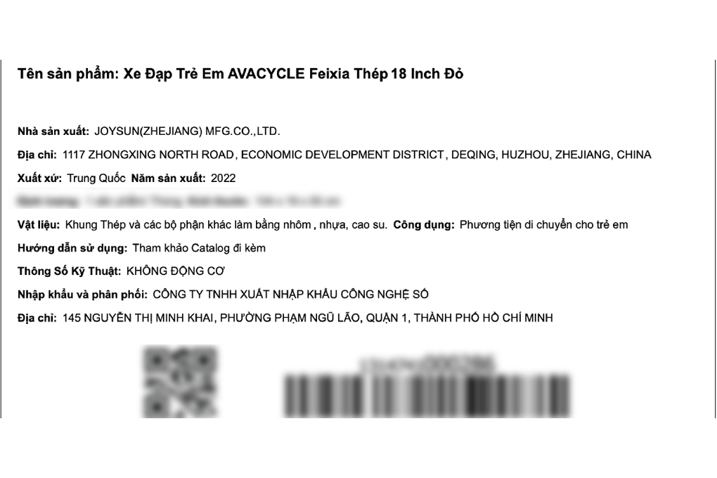 Xe Đạp Trẻ Em AVACycle Feixia JK912-18 18 inch Màu Đỏ
