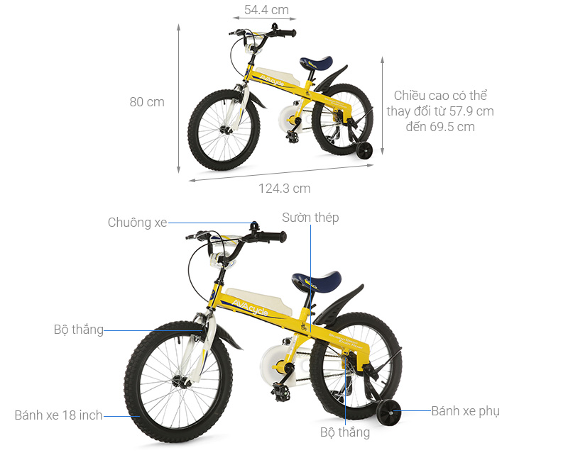 Xe Đạp Trẻ Em AVACycle Knight JK903-18 18 inch