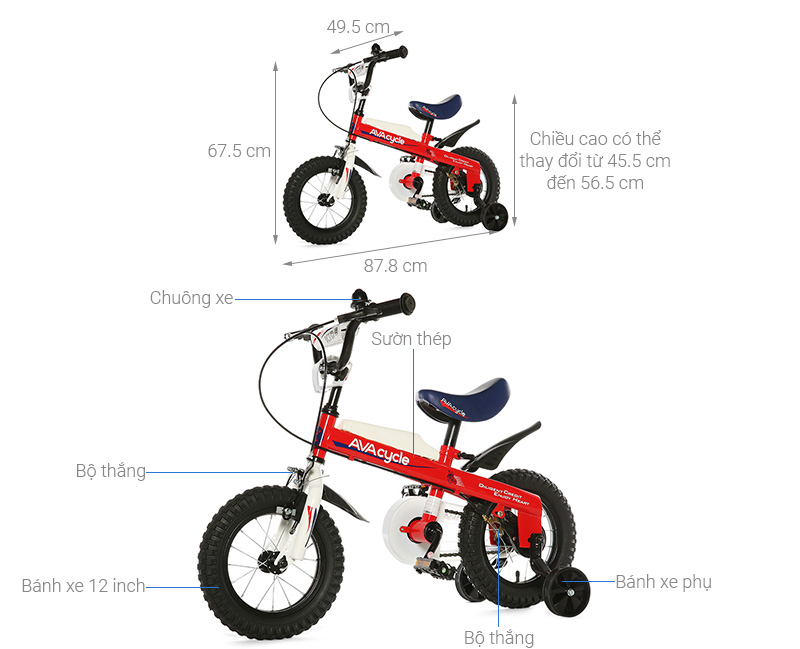 Xe Đạp Trẻ Em AVACycle Knight JY903-12 12 inch