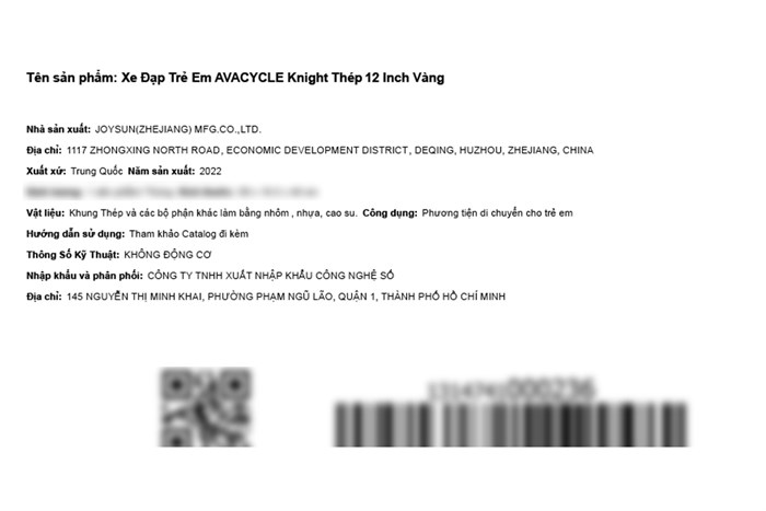 Xe Đạp Trẻ Em AVACycle Knight JY903-12 12 inch Màu Vàng