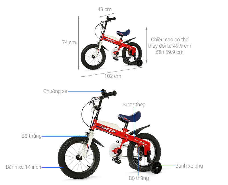 Xe Đạp Trẻ Em AVACycle Knight JY903-14 14 inch