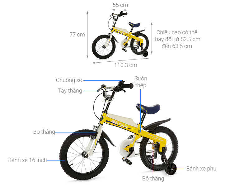 Xe Đạp Trẻ Em AVACycle Knight JY903-16 16 inch
