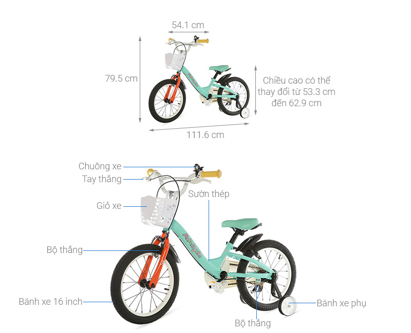 Xe Đạp Trẻ Em AVACycle Flying Fish JY902-16 16 inch