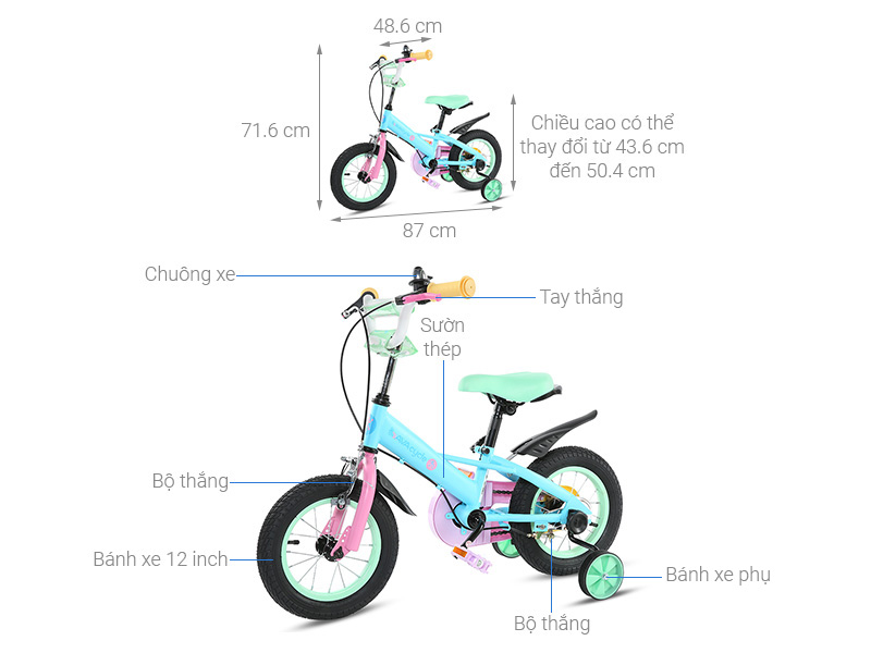 Xe Đạp Trẻ Em AVACycle Macaroon JY906-12 12 inch
