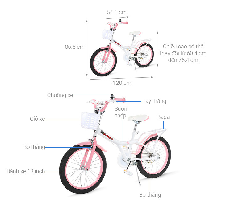 Xe Đạp Trẻ Em AVACycle Princess JK906-18 18 inch