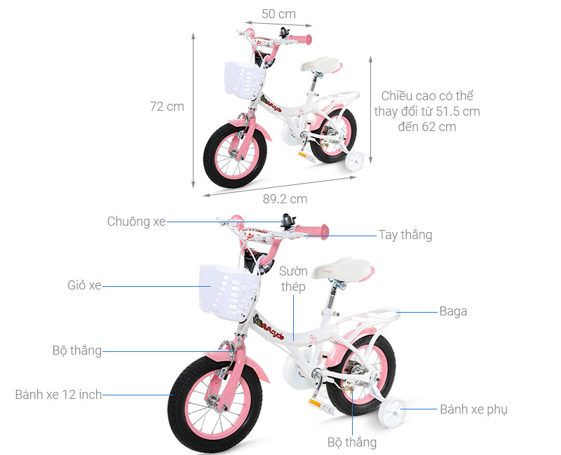 Xe Đạp Trẻ Em AVACycle Princess JY906-12 12 inch