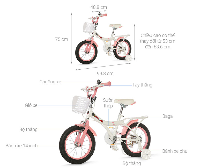 Xe Đạp Trẻ Em AVACycle Princess JY906-14 14 inch