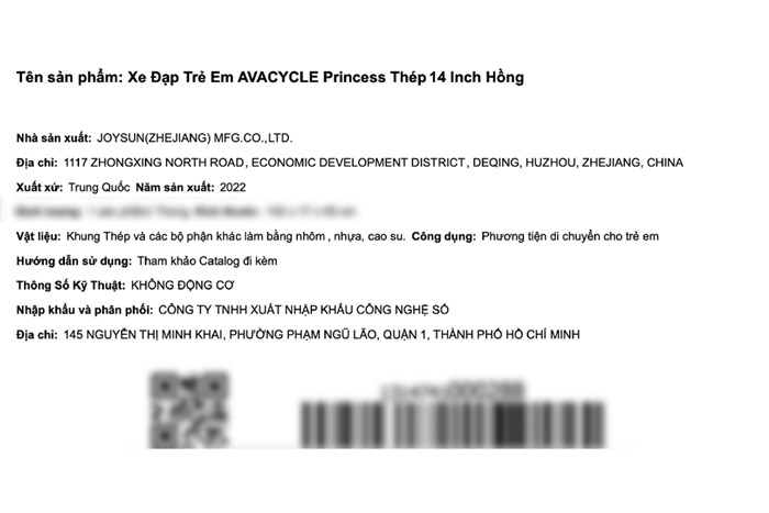 Xe Đạp Trẻ Em AVACycle Princess JY906-14 14 inch Màu Hồng