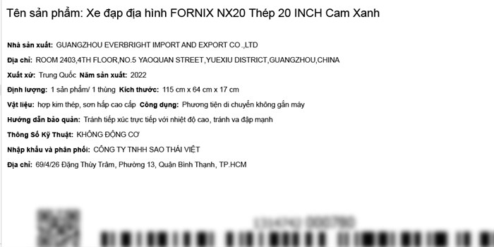 Xe Đạp Trẻ Em Fornix NX20 20 inch Màu Cam