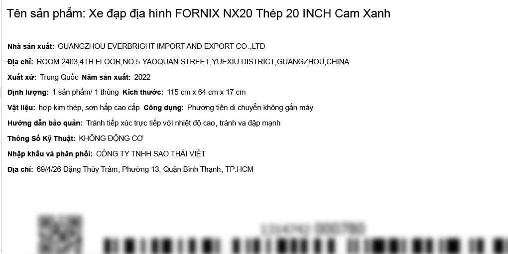 Xe Đạp Trẻ Em Fornix NX20 20 inch Màu Cam