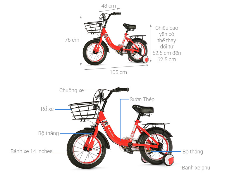 Xe Đạp Trẻ Em Unisex AVACycle Enjoy 14 inch