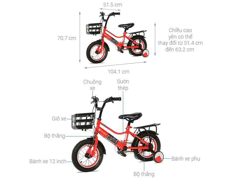 Xe Đạp Trẻ Em Unisex AVACycle Star Vein 12 inch