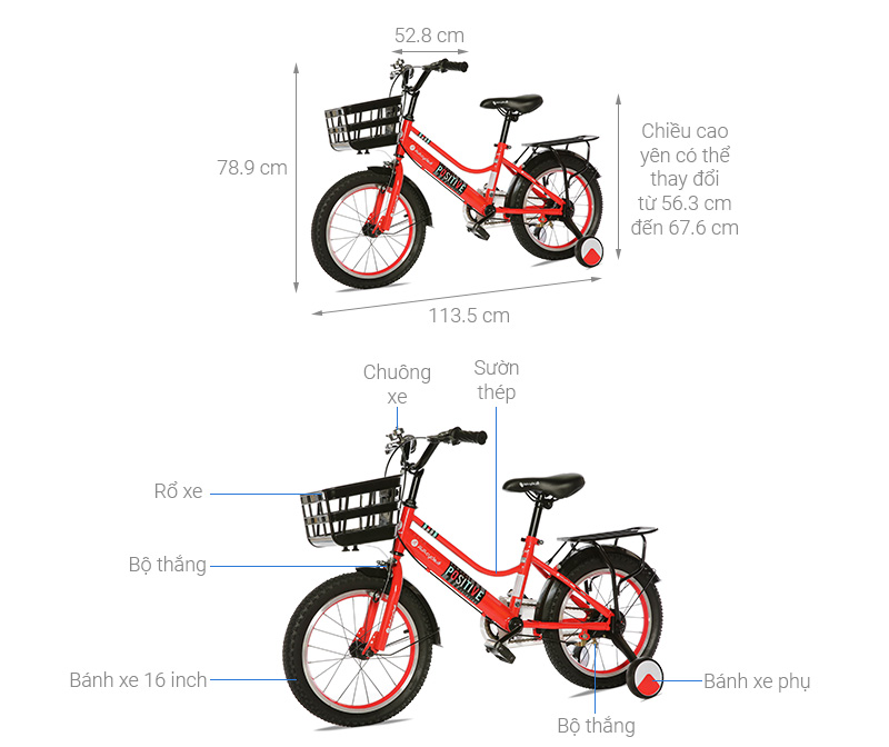 Xe Đạp Trẻ Em Unisex AVACycle Star Vein 16 inch