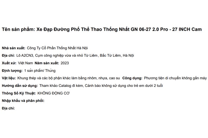 Xe Đạp Đường Phố Thể Thao Thống Nhất GN 06-27 2.0 Pro - 27 inch