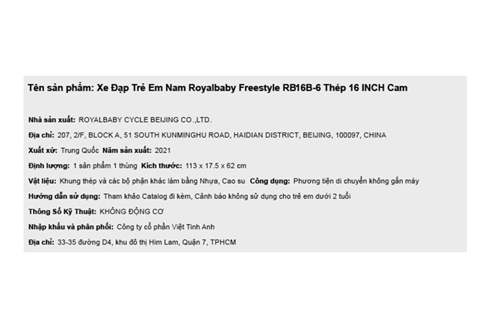 Xe Đạp Trẻ Em Royal Baby Freestyle RB16B-6 16 inch cam Màu Cam