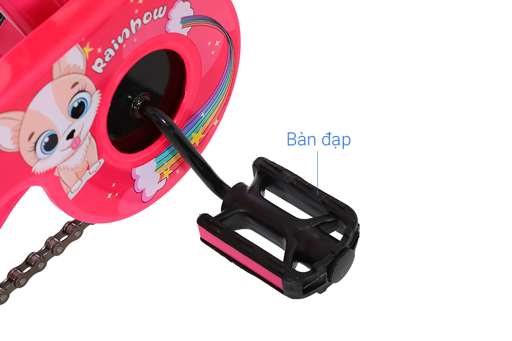 Xe Đạp Trẻ Em Đại Phát Tài Cầu Vồng 12 inch Màu Hồng