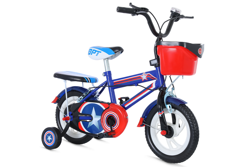 Xe Đạp Trẻ Em Đại Phát Tài Đội Trưởng Mỹ 12 inch Màu Xanh Dương