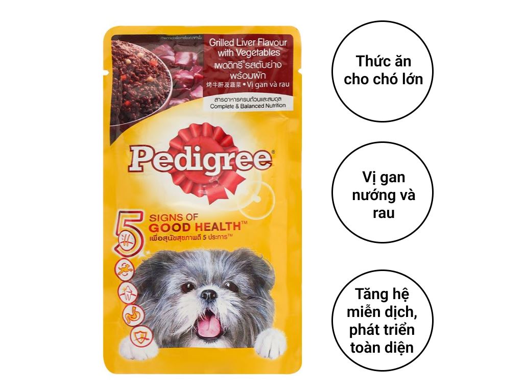 Sốt cho chó lớn Pedigree vị gan nướng và rau túi 130g 2