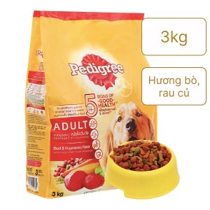 Thức ăn cho chó lớn Pedigree hương bò và rau củ túi 3kg