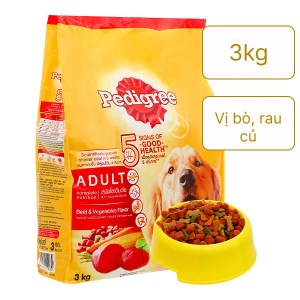 Thức ăn cho chó lớn Pedigree vị bò và rau củ túi 3kg