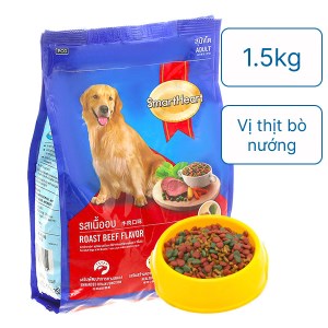 Thức ăn cho chó lớn SmartHeart vị thịt bò nướng túi 1.5kg